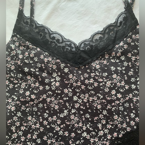 Navy dainty flower print spaghetti strap dress, petite size 4 - Picture 3 of 8